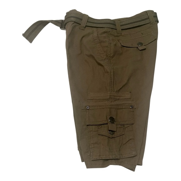 Swiss Cross cargo green olive Boys shorts 7 many pockets belt zip button - Picture 5 of 15